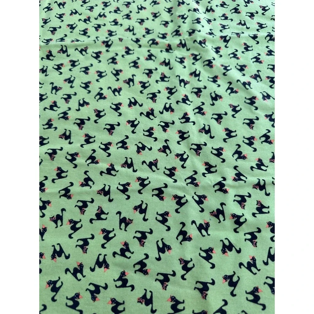 Handmade Halloween Themed Pillowcase Black Cat‎ Pattern Orange Trim 30x18 Case